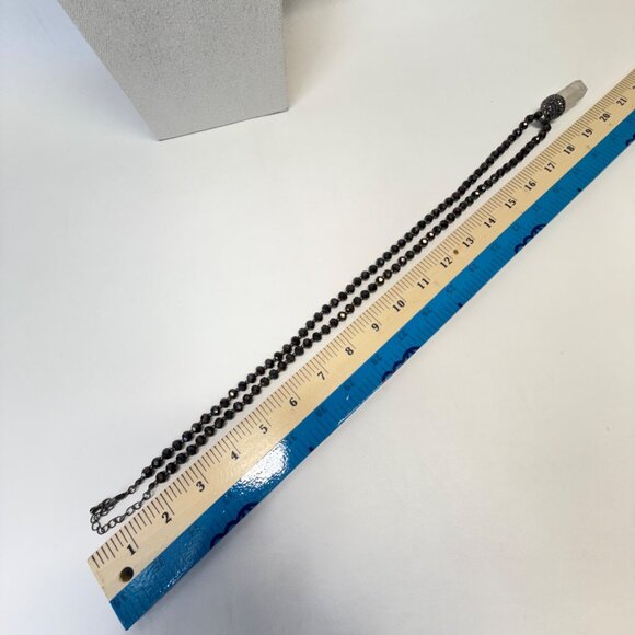 Chunky Quartz Crystal Necklace Faceted‎ Black Glass Beads Long Length Wimsigoth - Picture 4 of 4